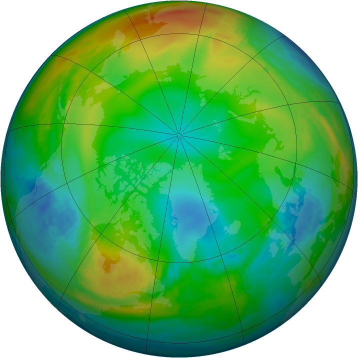 Arctic ozone map for 11 December 1980